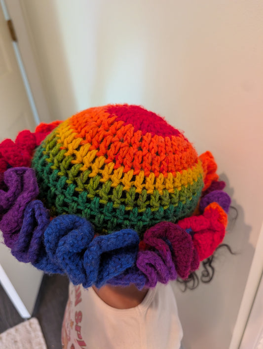 Child Rainbow Ruffle Hat