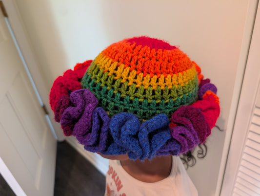 Child Rainbow Ruffle Hat